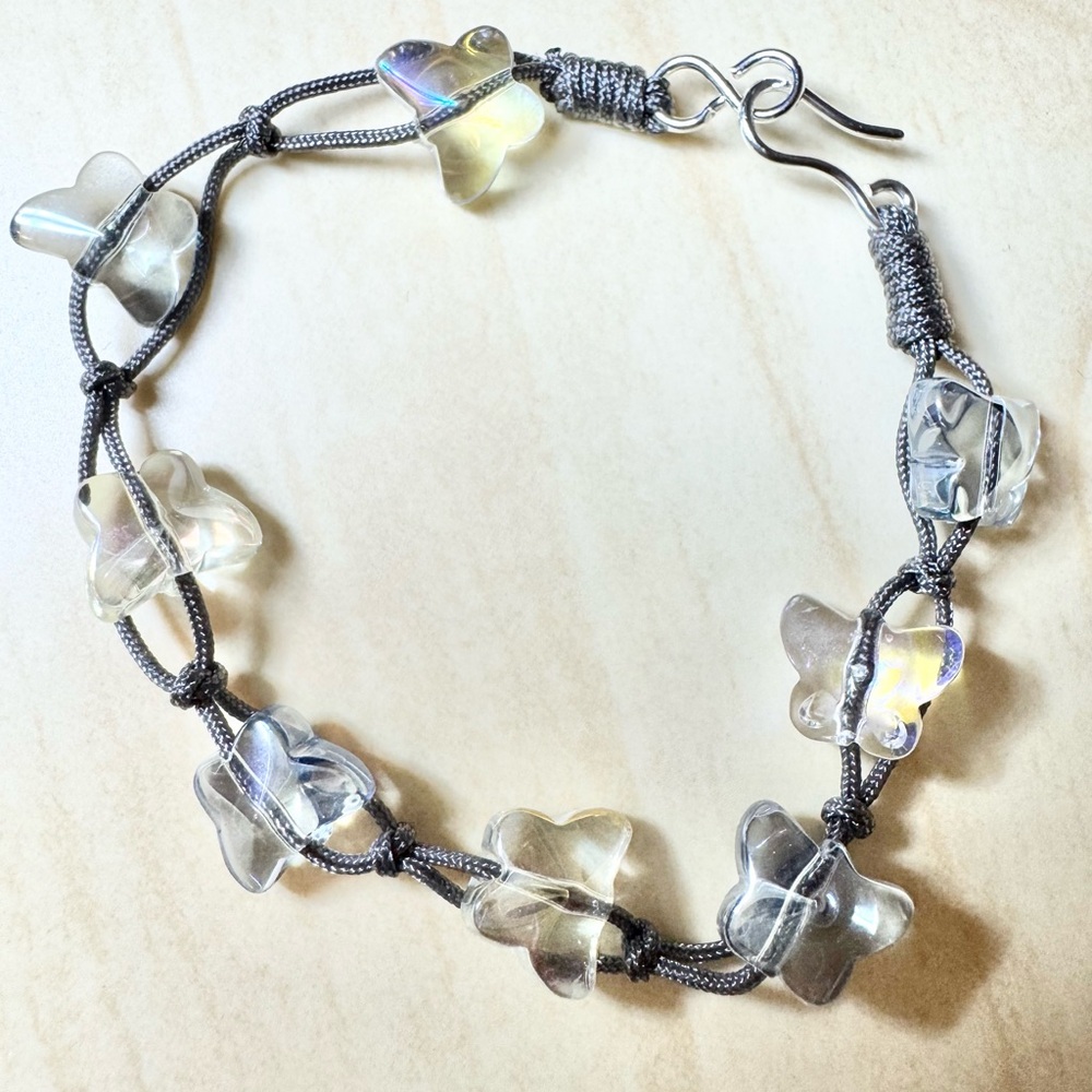 Chic Silver and Clear Butterfly Charm Bracelet